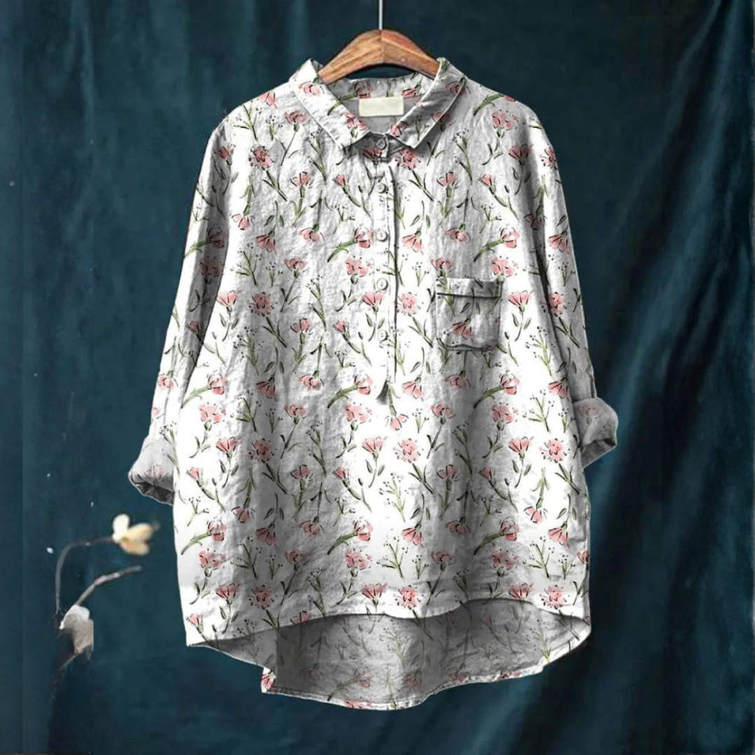 Beatrice – Camicia di lino con stampa