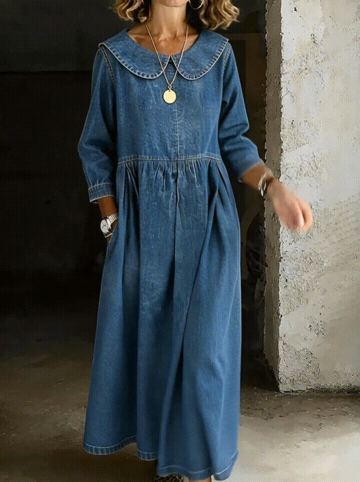 Clara™ | Abito in denim con colletto Peter Pan