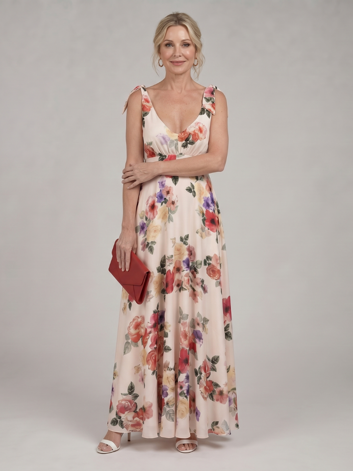 Elarose | Abito Maxy con Gonna Fluttuante senza Maniche
