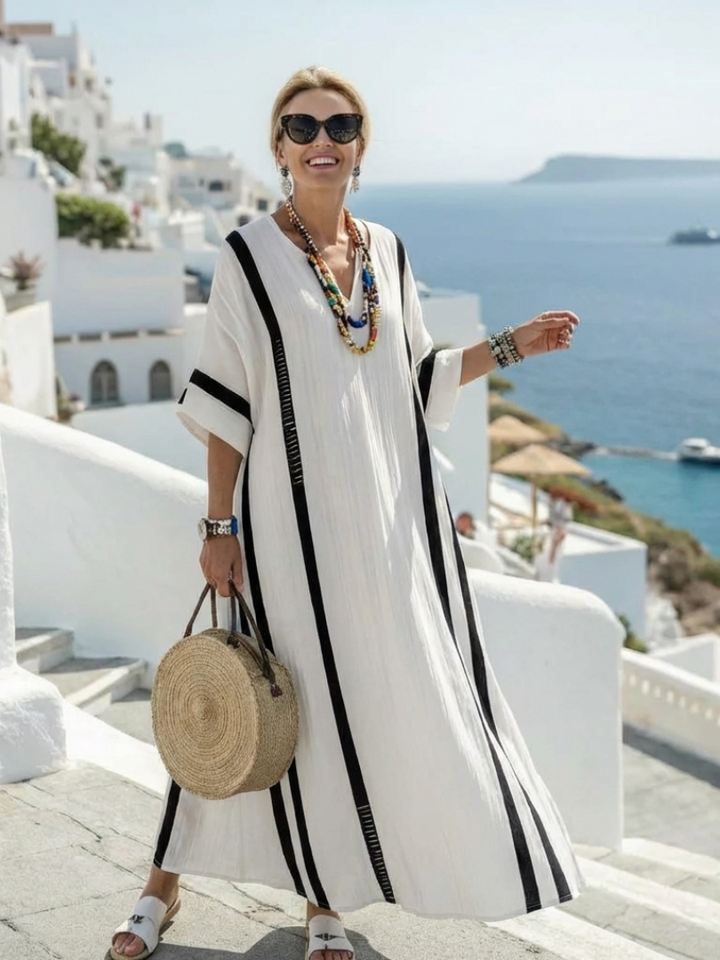 Elvira | Abito Maxi a Maniche Corte