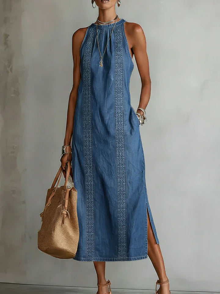Julia™ | Abito in denim con pizzo retrò