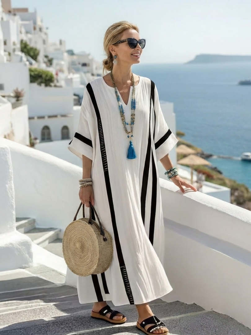Elvira | Abito Maxi a Maniche Corte