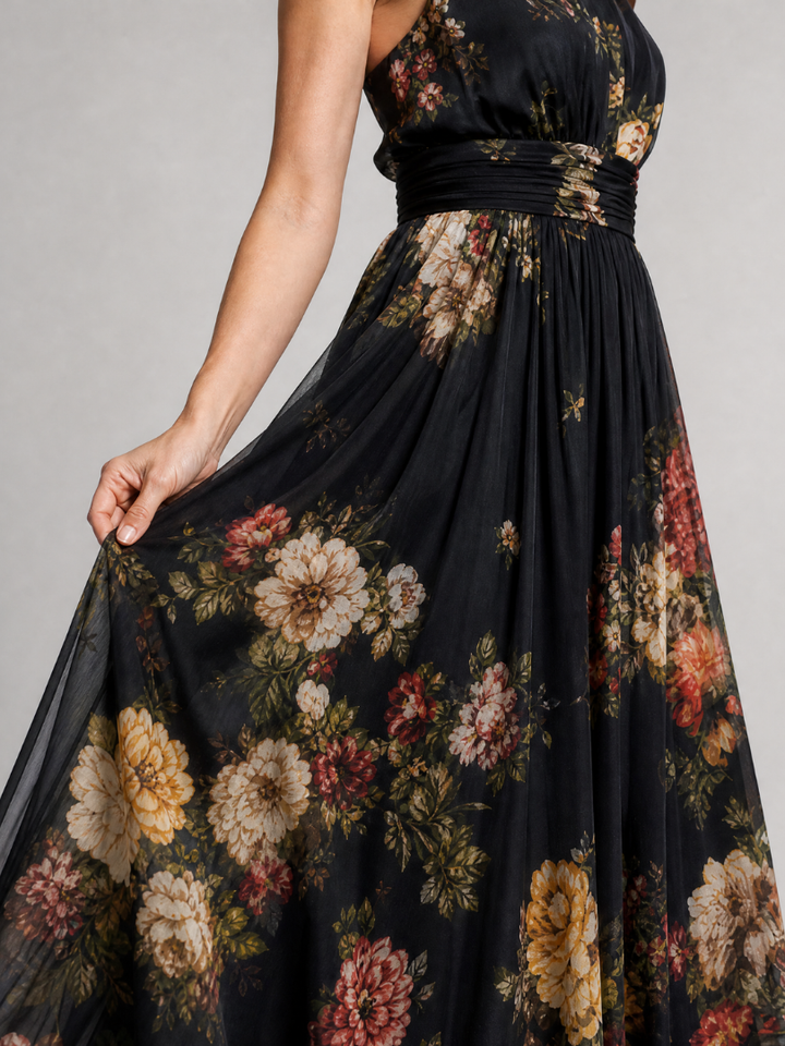 Sior | Vestito Midi con Scollo Halter a Fiori