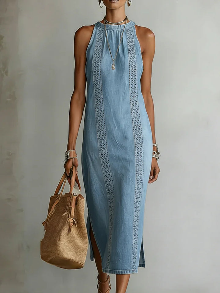 Julia™ | Abito in denim con pizzo retrò