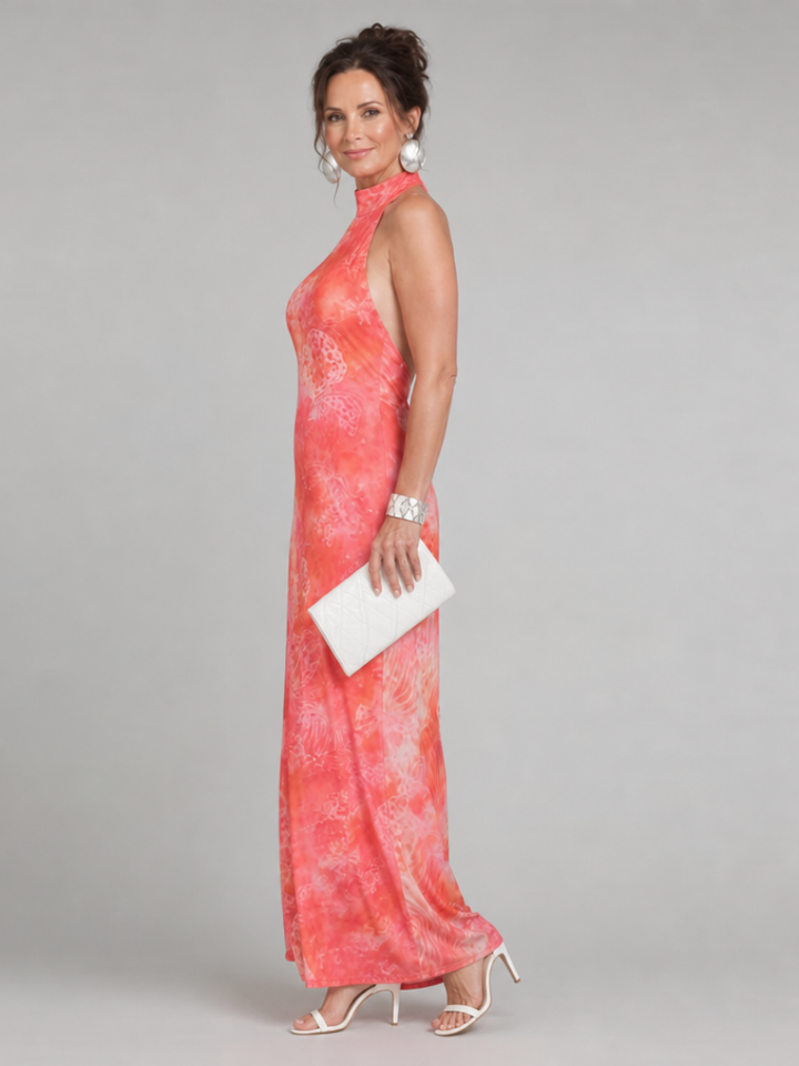 Coraline | Abito Maxi con Scollo Halter e Stampa