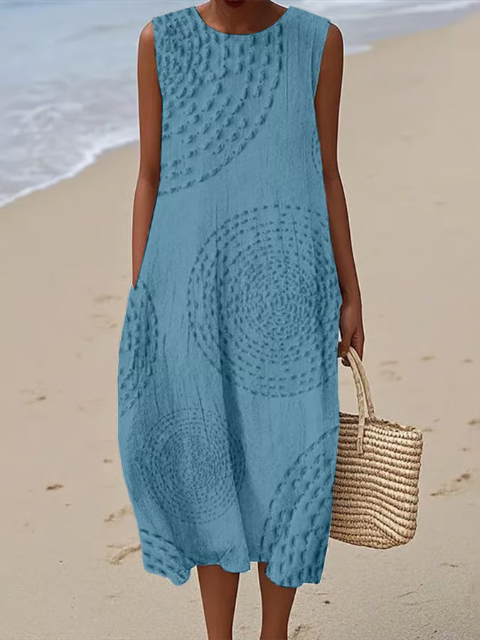 Luciana™ | Vestito in Lino Mediterraneo