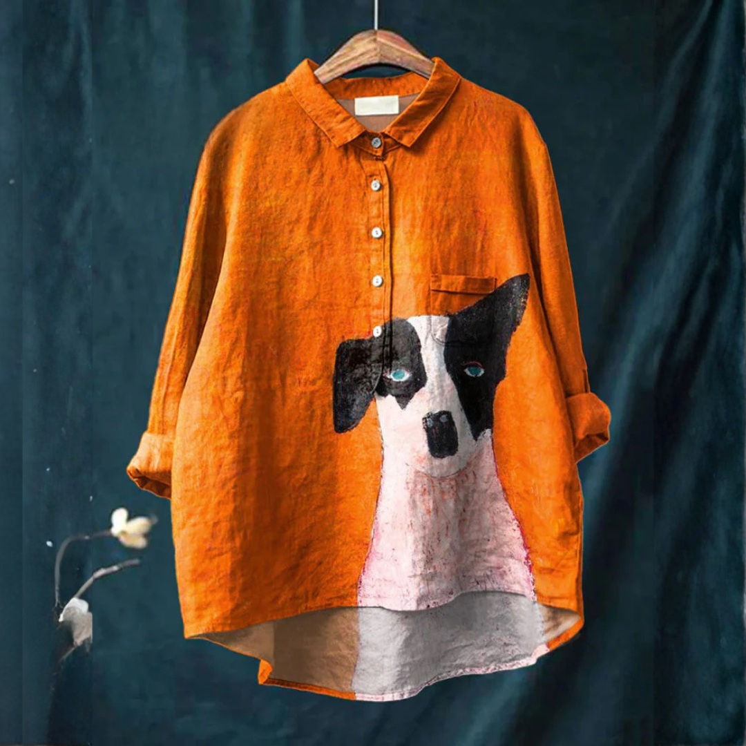 Alessia – Camicia di lino con stampa