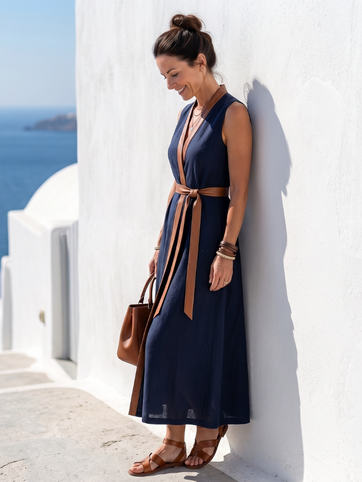 Mira | Abito Midi a Righe Contrasto