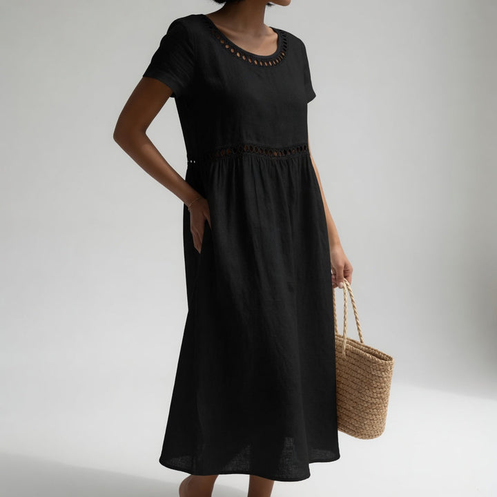 Pernelle™ — Abito midi 100% cotone ricamato femminilità dolce