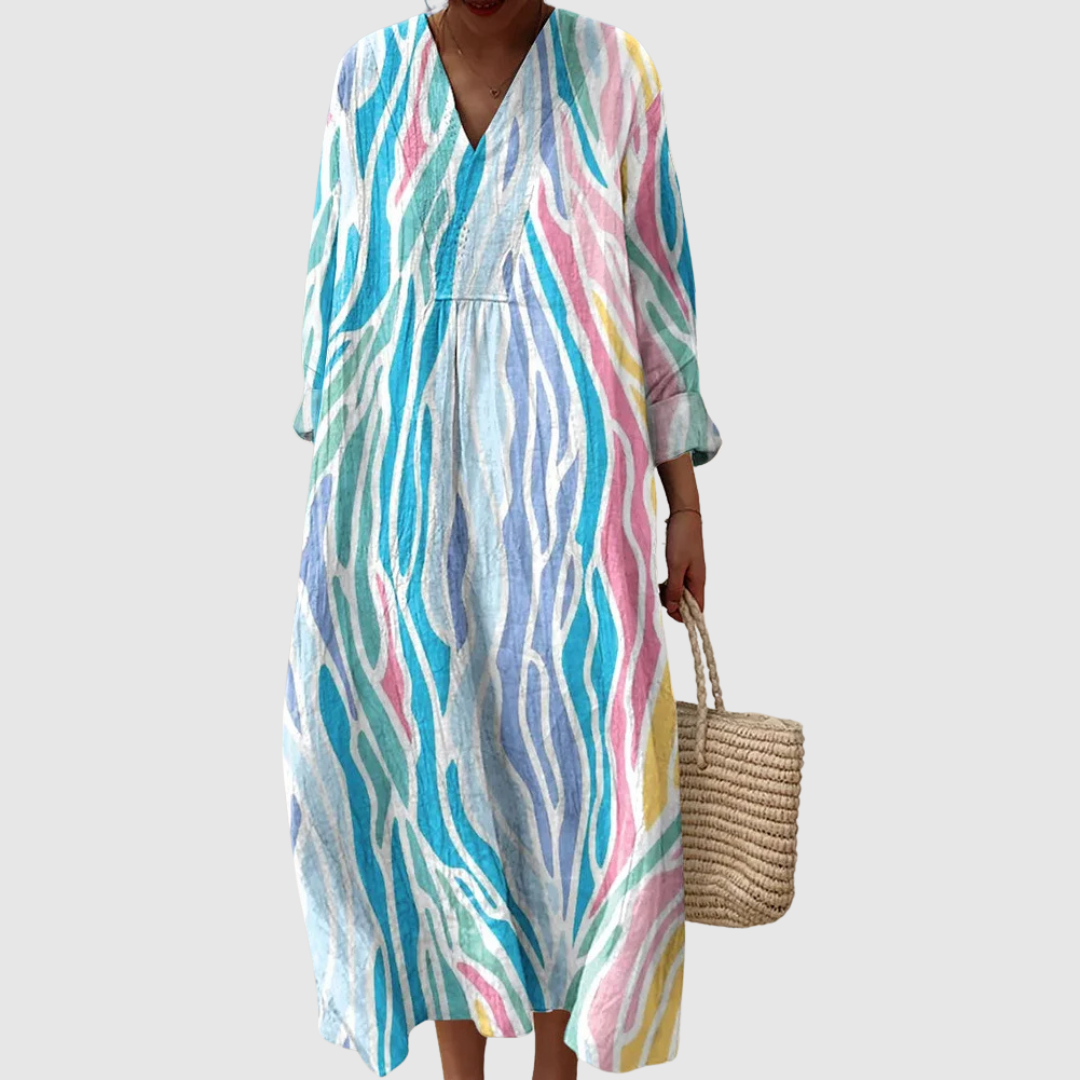 Domitilla™ | Vestito in Lino Mediterraneo