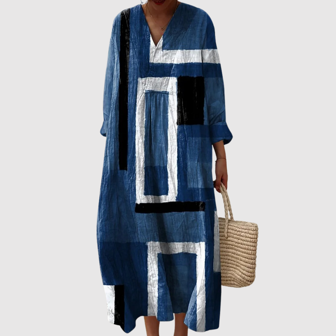 Renata™ | Vestito in Lino Mediterraneo