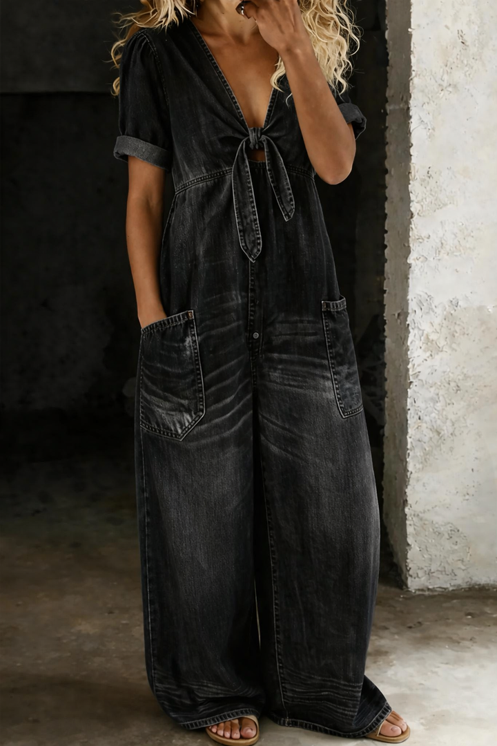 Maya™ | Tuta in denim con scollo a V
