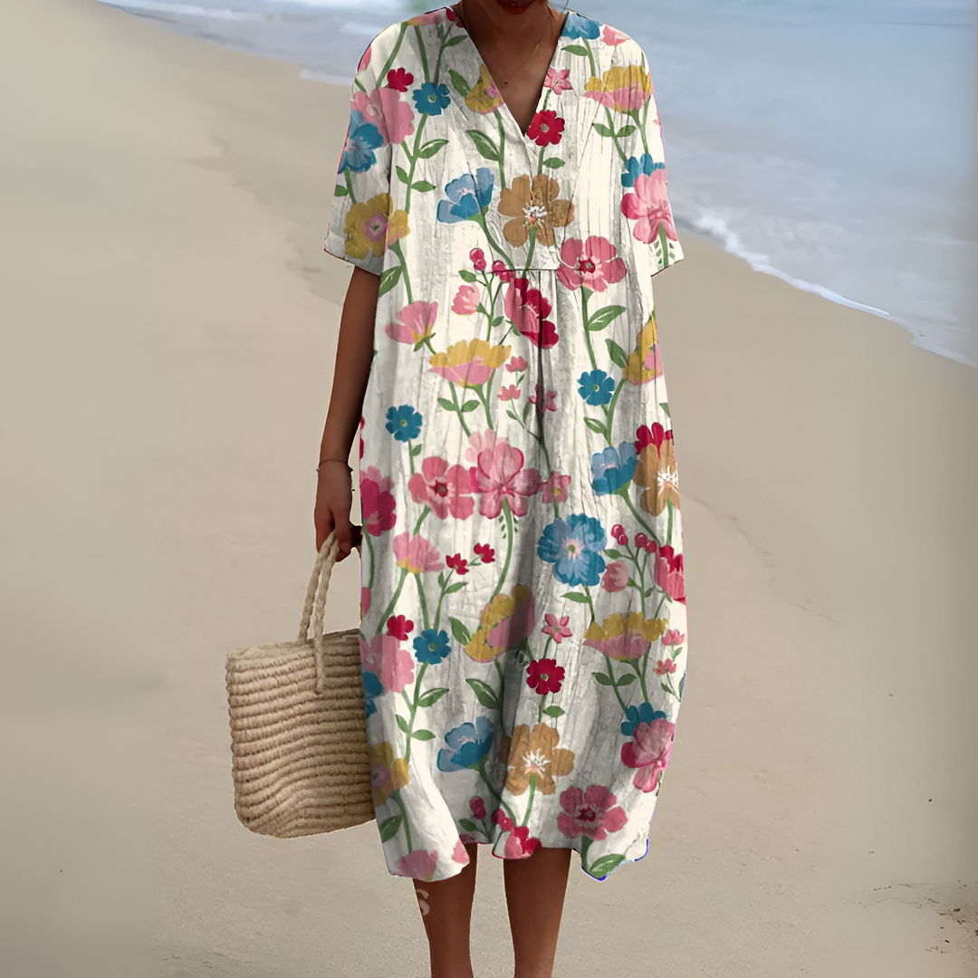 Silvia™ | Vestito in Lino Mediterraneo
