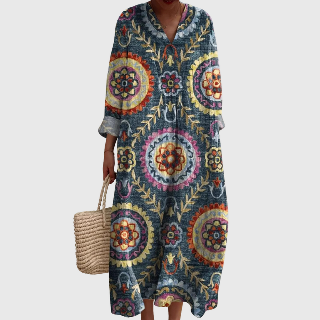 Fabiana™ | Vestito in Lino Mediterraneo