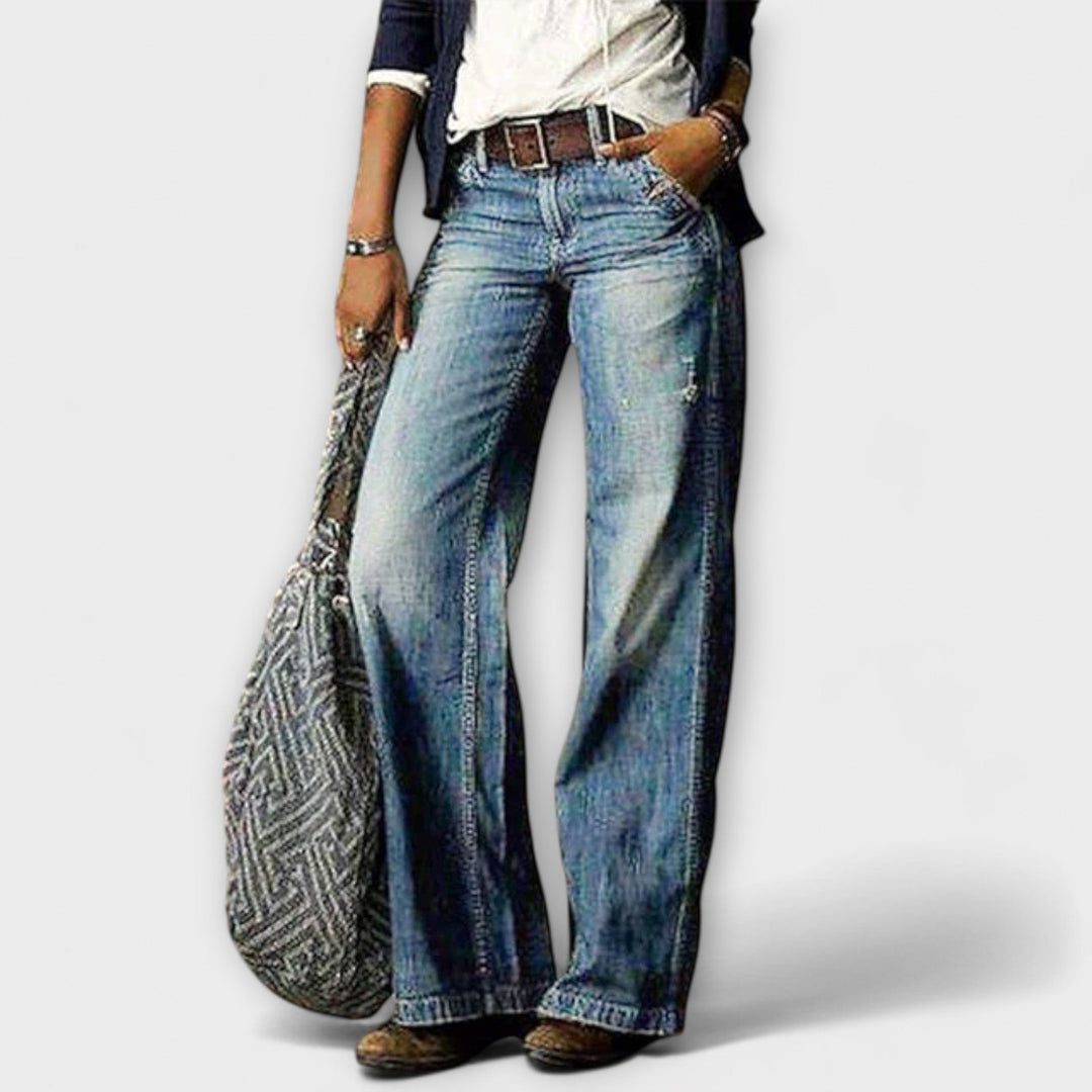 Cess - Pantaloni in Denim a Gamba Larga