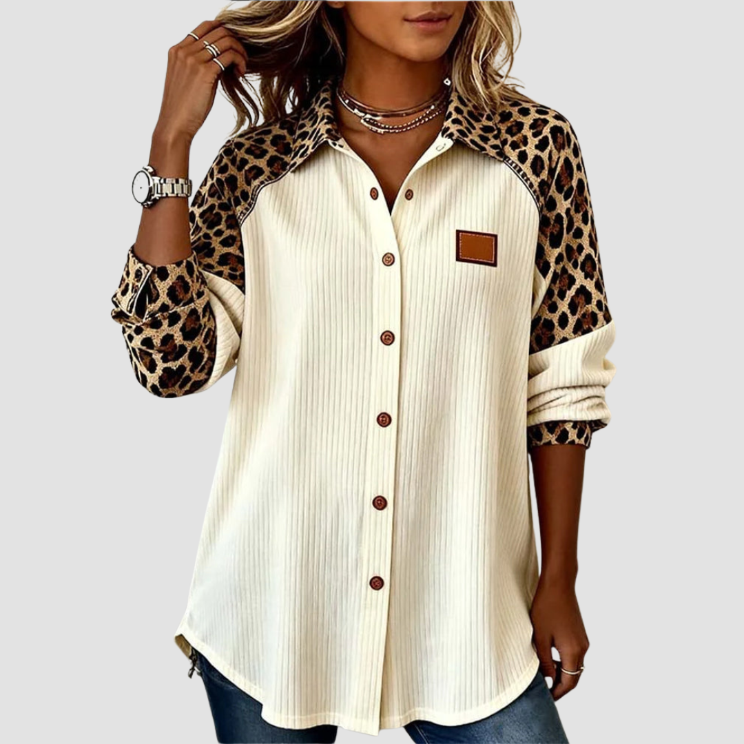 Jordana™ | Camicia Elegante con Stampa Leopardata