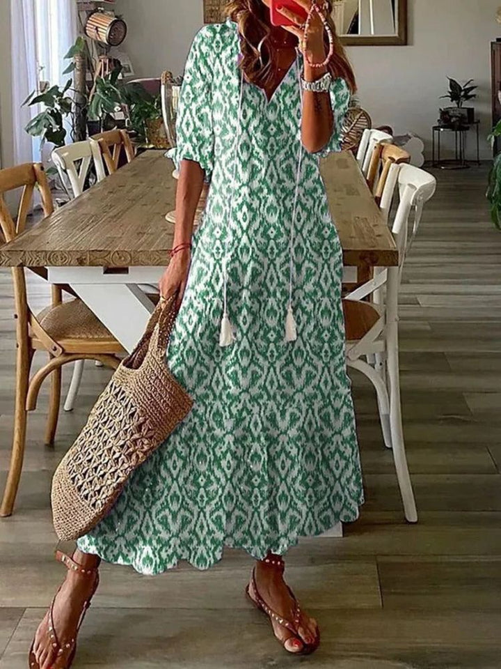 Élodie™ — Abito maxi floreale in velluto elegante