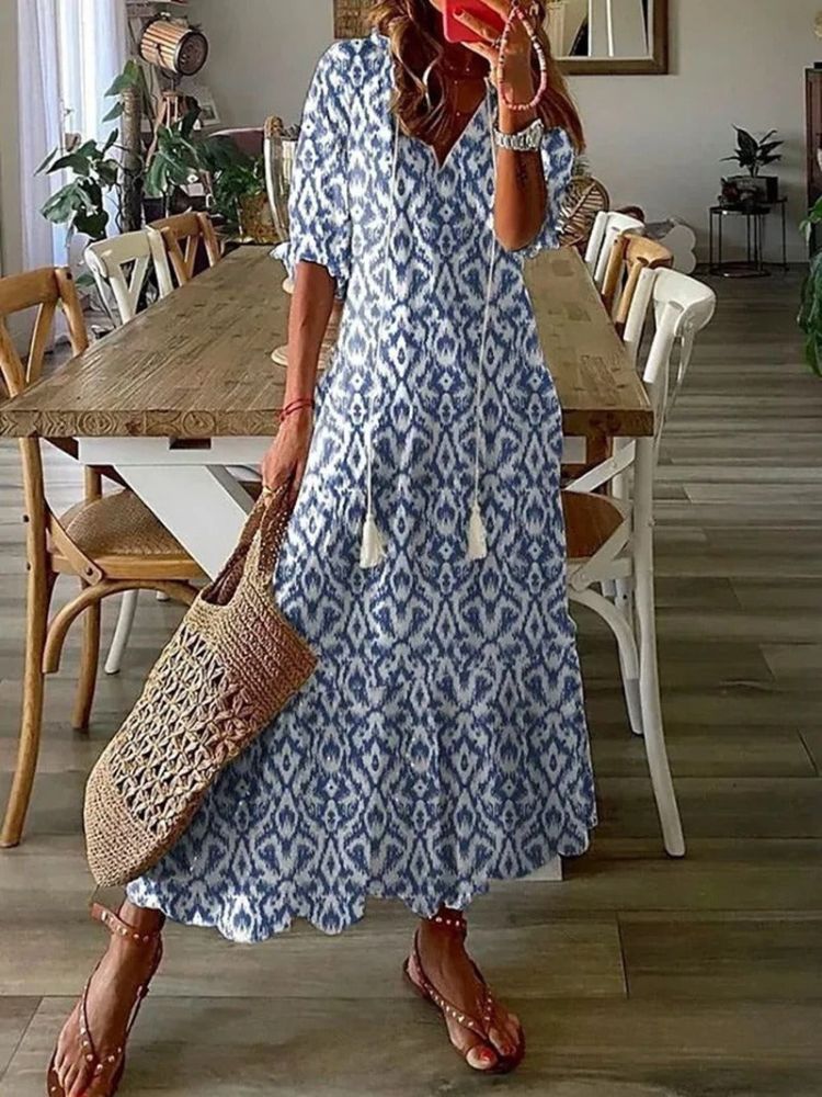 Élodie™ — Abito maxi floreale in velluto elegante