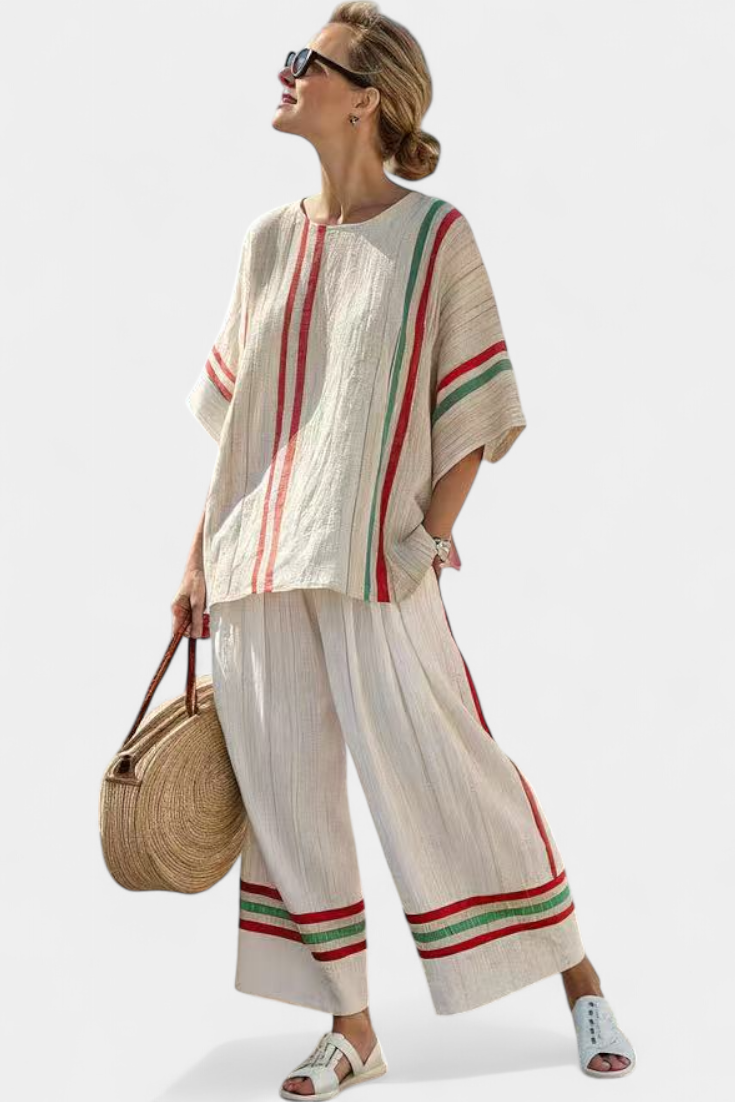 Noemi – blusa boho stampata e pantaloni larghi comodi