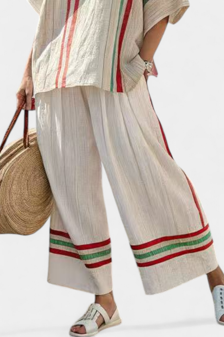 Noemi – blusa boho stampata e pantaloni larghi comodi