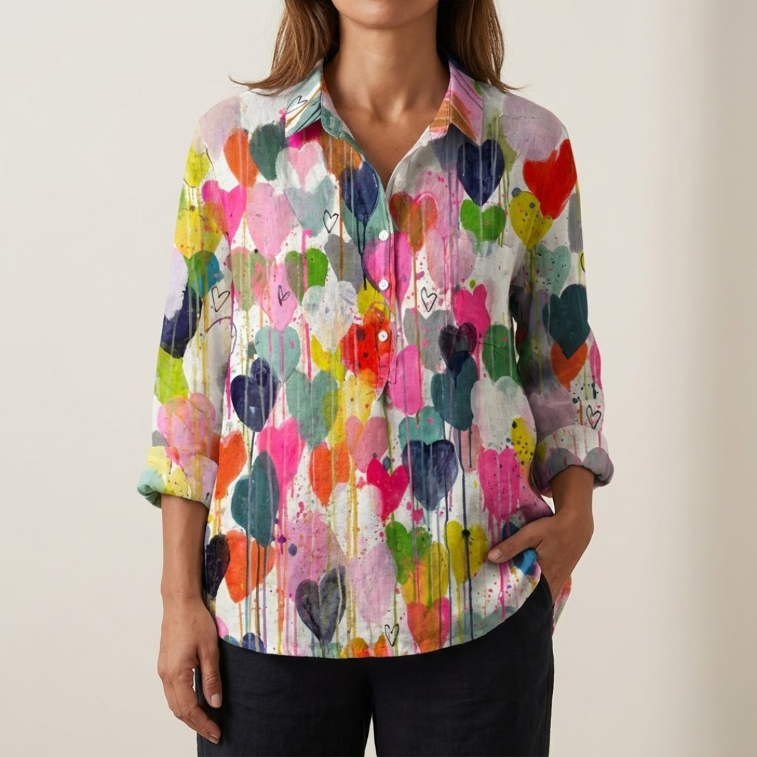 Carlotta – Camicia di lino con stampa