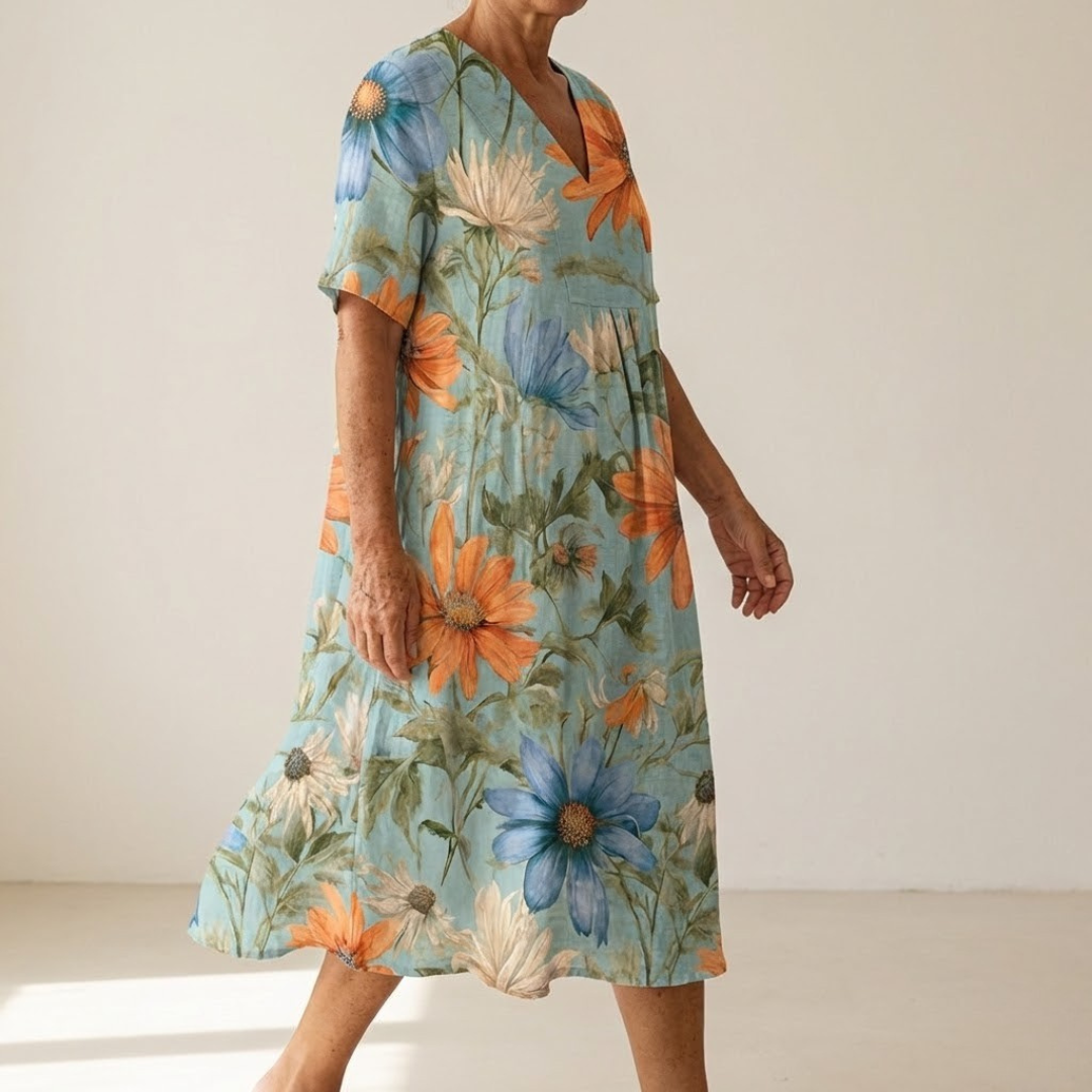 Isabella™ | Vestito in Lino Mediterraneo