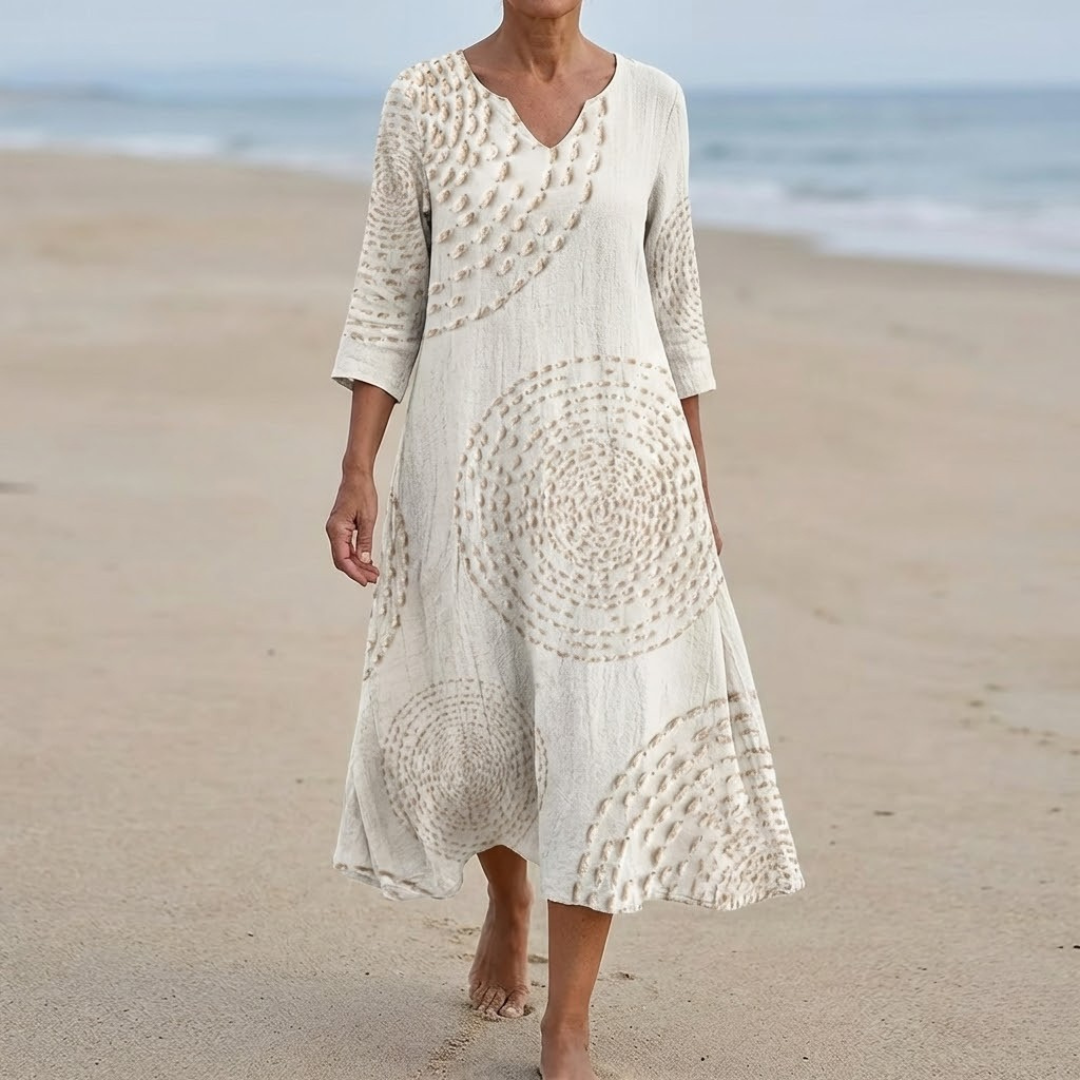 Luciana™ | Vestito in Lino Mediterraneo