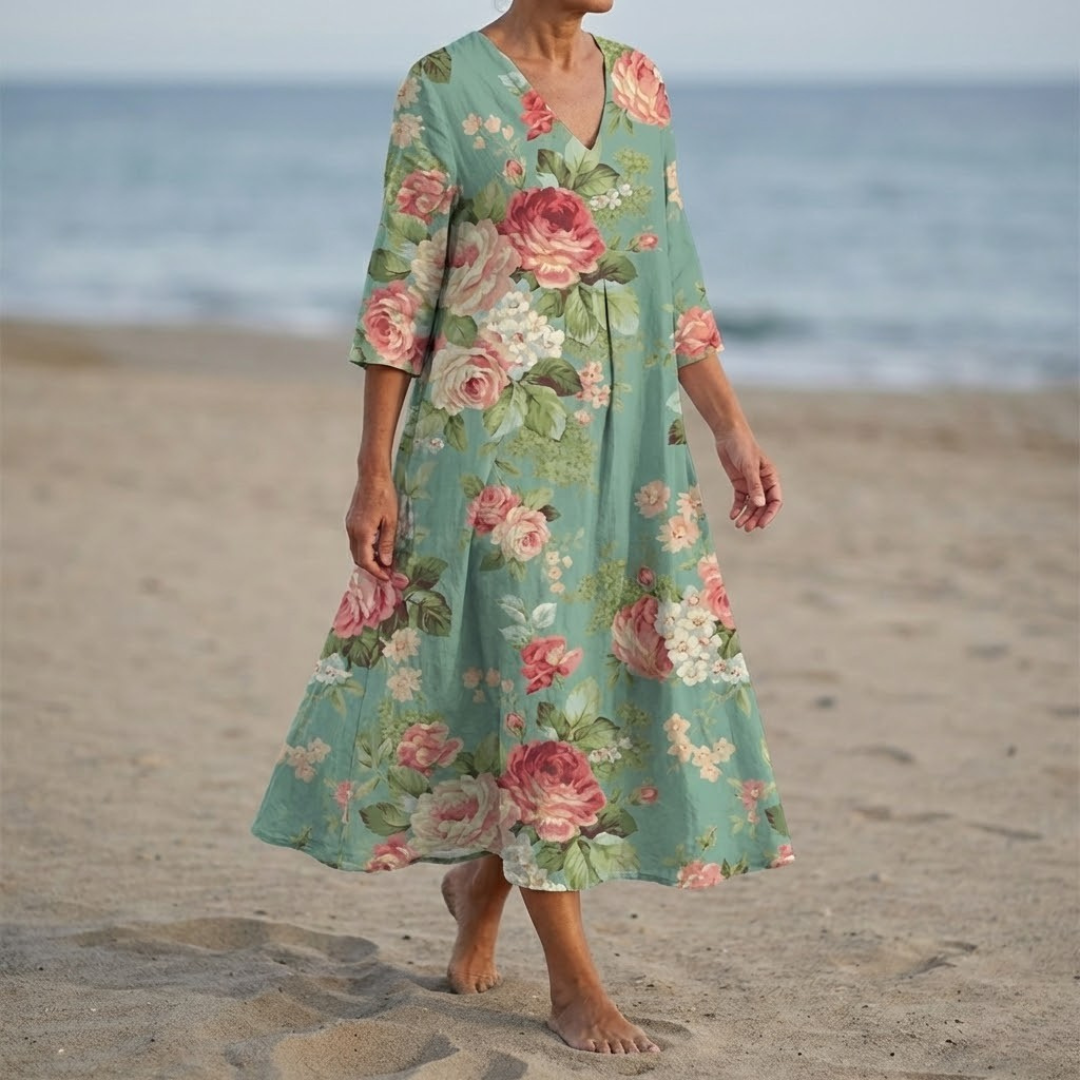Umberta™ | Vestito in Lino Mediterraneo