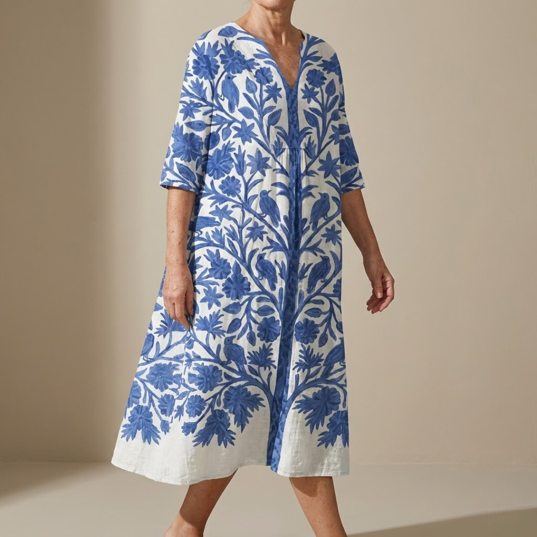 Bruna™ | Vestito in Lino Mediterraneo