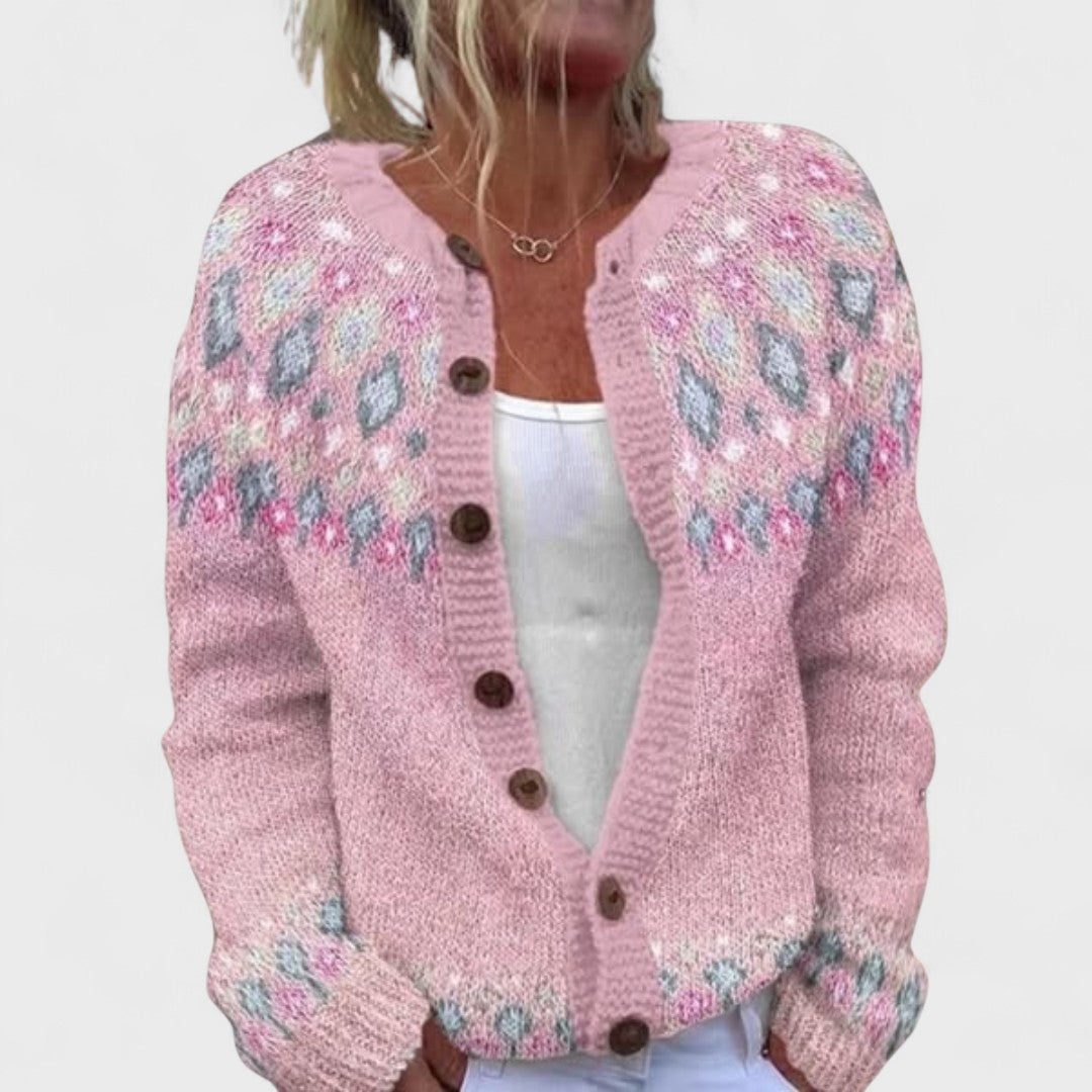 Lianne Salvia Dorata – Cardigan a maglia larga con design chic