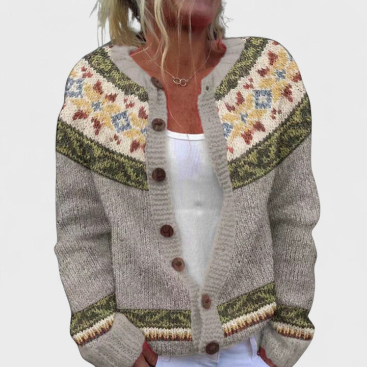 Lianne Salvia Dorata – Cardigan a maglia larga con design chic