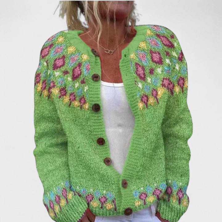Lianne Salvia Dorata – Cardigan a maglia larga con design chic