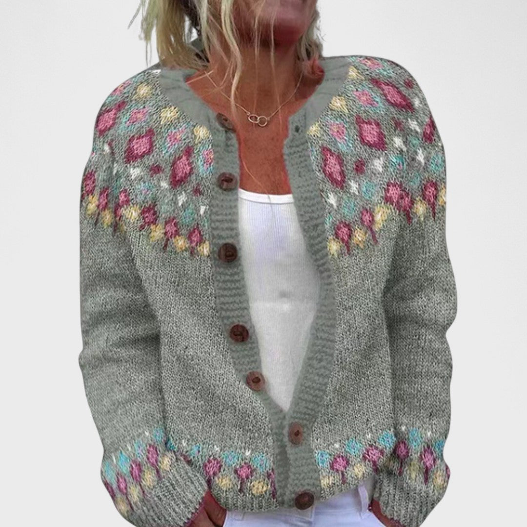 Lianne Verde Bosco – Cardigan in maglia larga con design chic