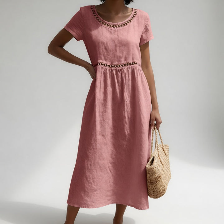 Pernelle™ — Abito midi 100% cotone ricamato femminilità dolce