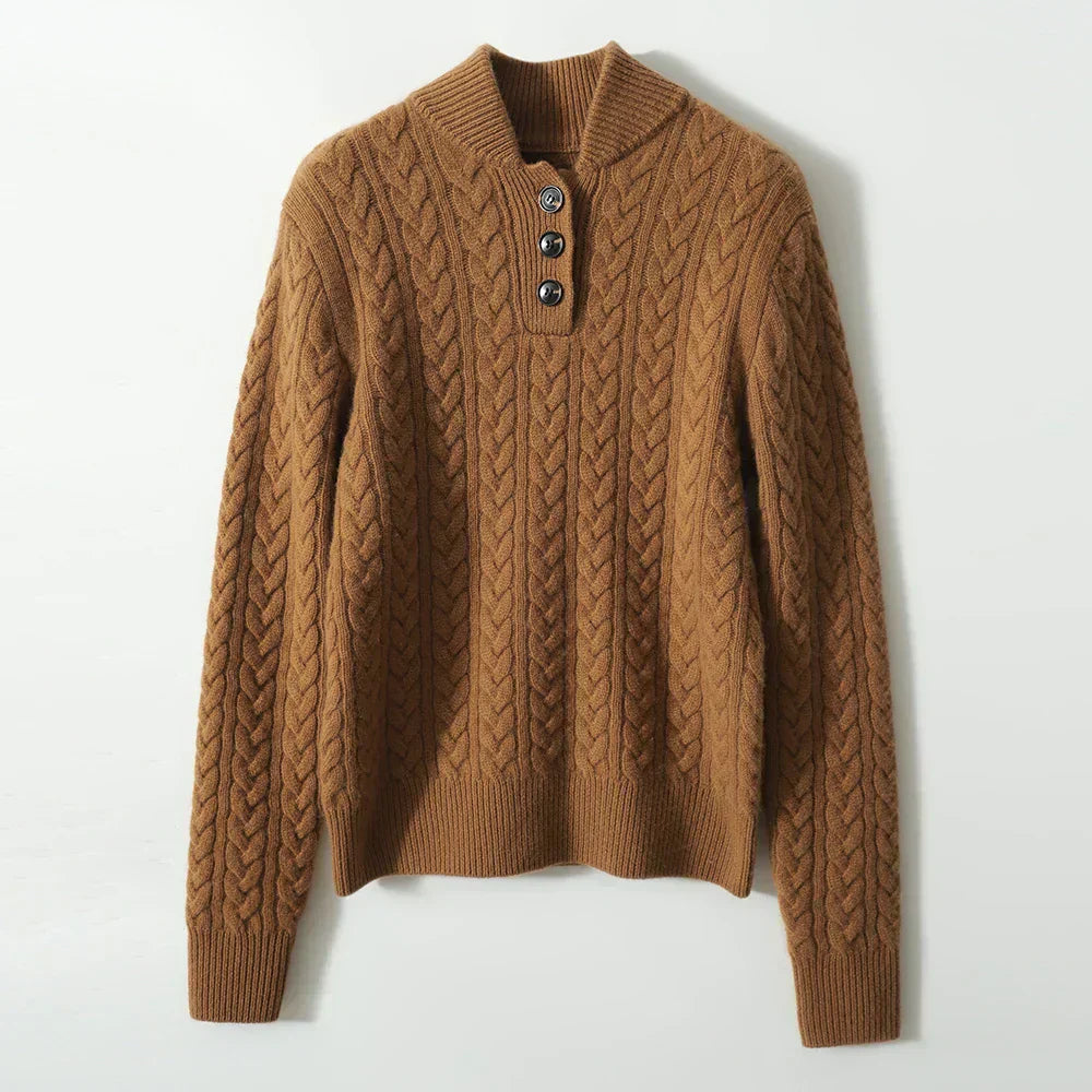 Carla | Maglione a Maglia Intrecciata con Bottoni