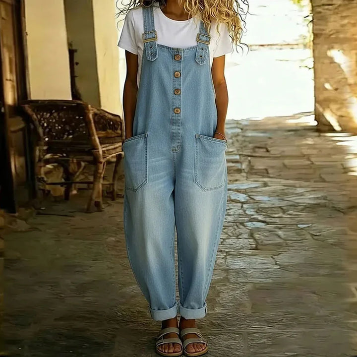 Mae™ | Salopette vintage in cotone morbido effetto denim