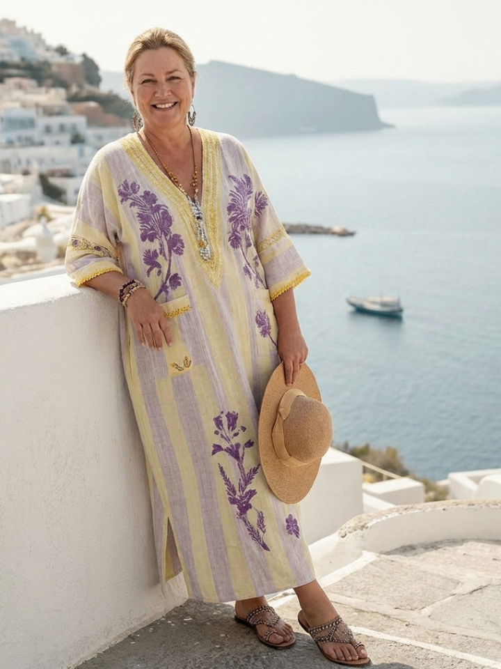 Aurelia | Abito Maxi Floreale Striato