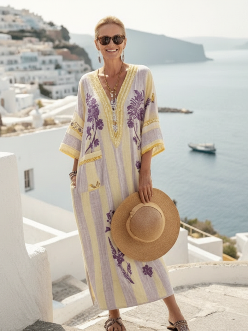 Aurelia | Abito Maxi Floreale Striato