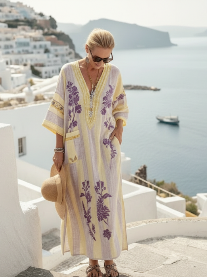 Aurelia | Abito Maxi Floreale Striato