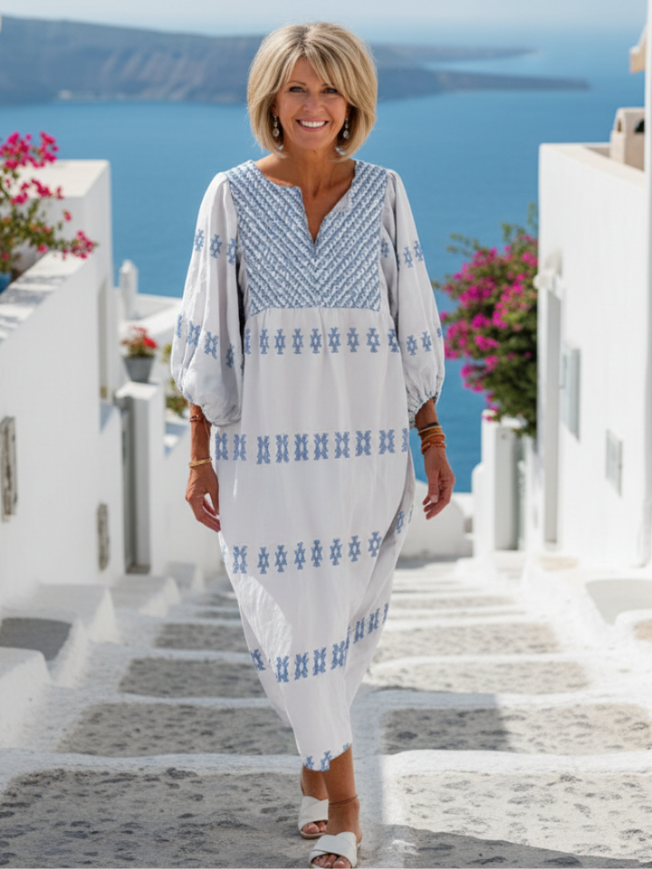 Eva | Abito maxi ricamato con maniche
