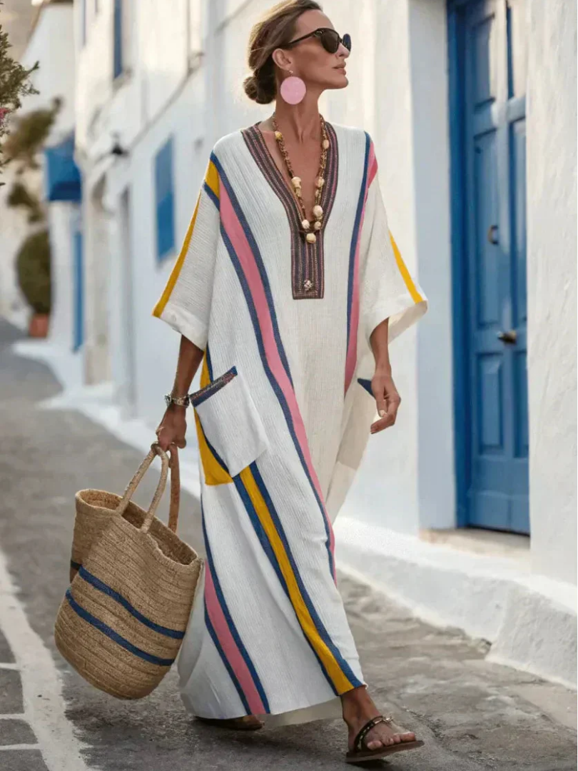 Noemi | Vestito maxi con maniche a tre quarti