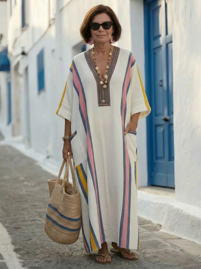 Noemi | Vestito maxi con maniche a tre quarti