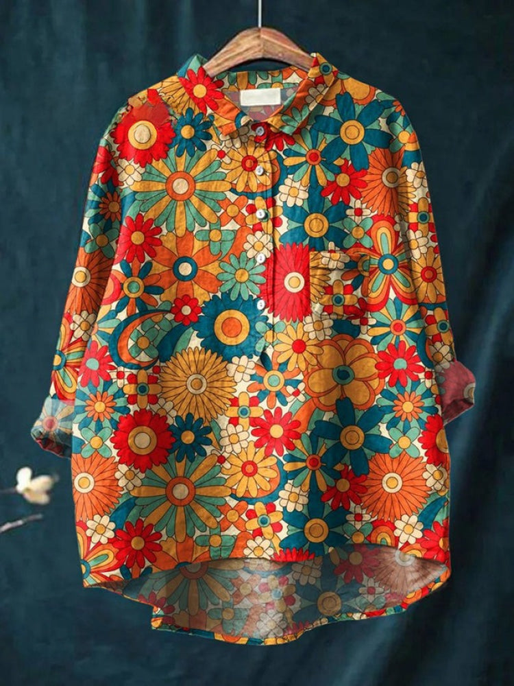 Tiziana – Camicia in lino con stampa