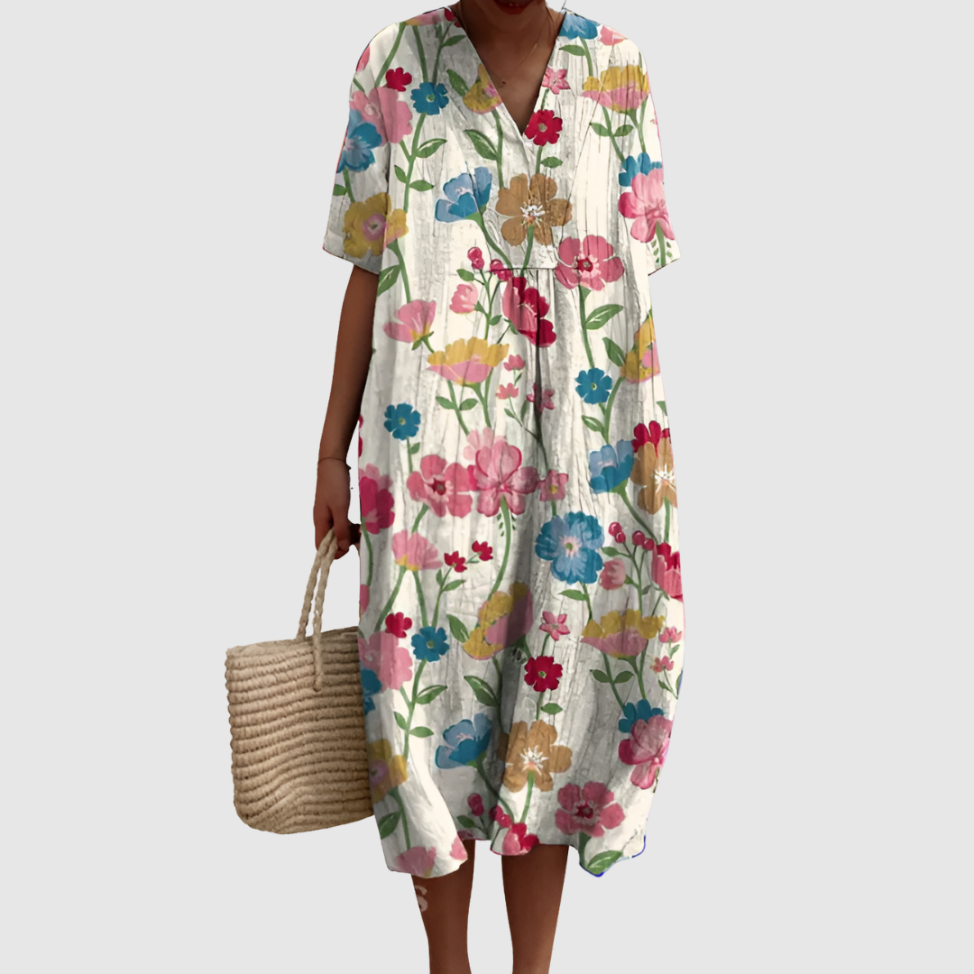Silvia™ | Vestito in Lino Mediterraneo