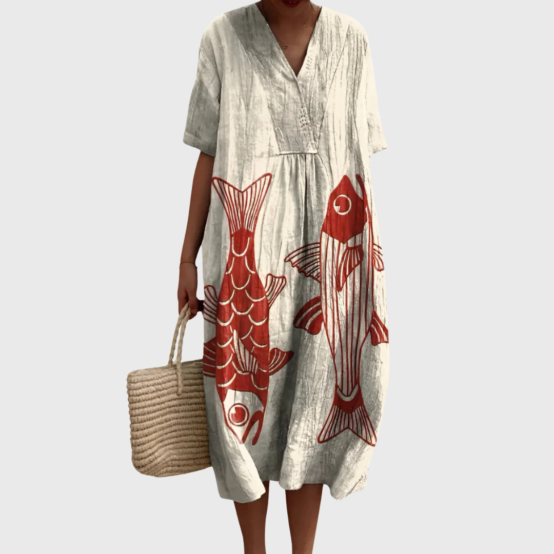Delfina™ | Vestito in Lino Mediterraneo