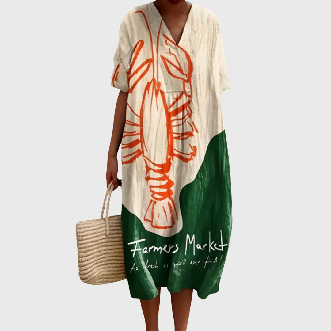 Nadia™ | Vestito in Lino Mediterraneo
