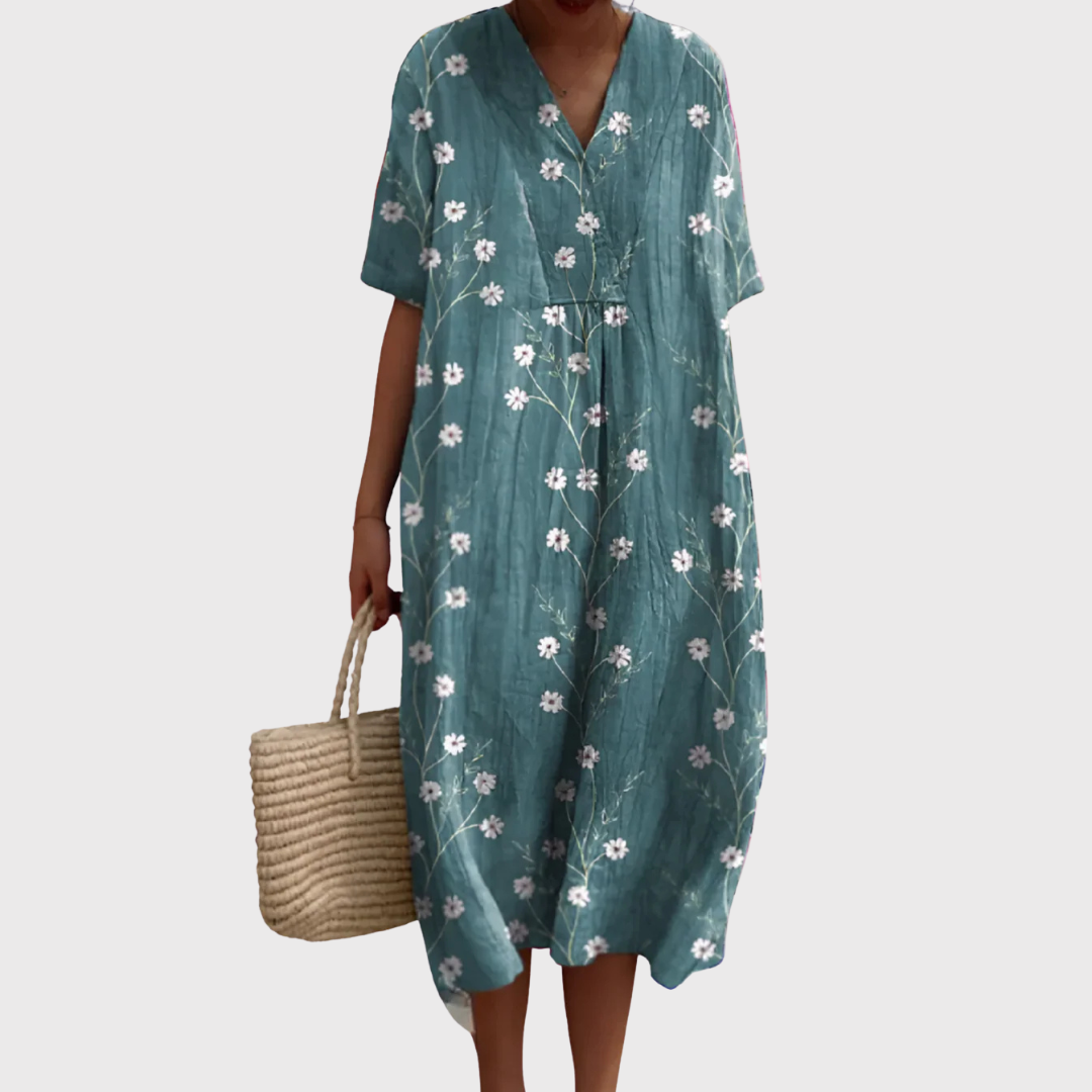 Veronica™ | Vestito in Lino Mediterraneo