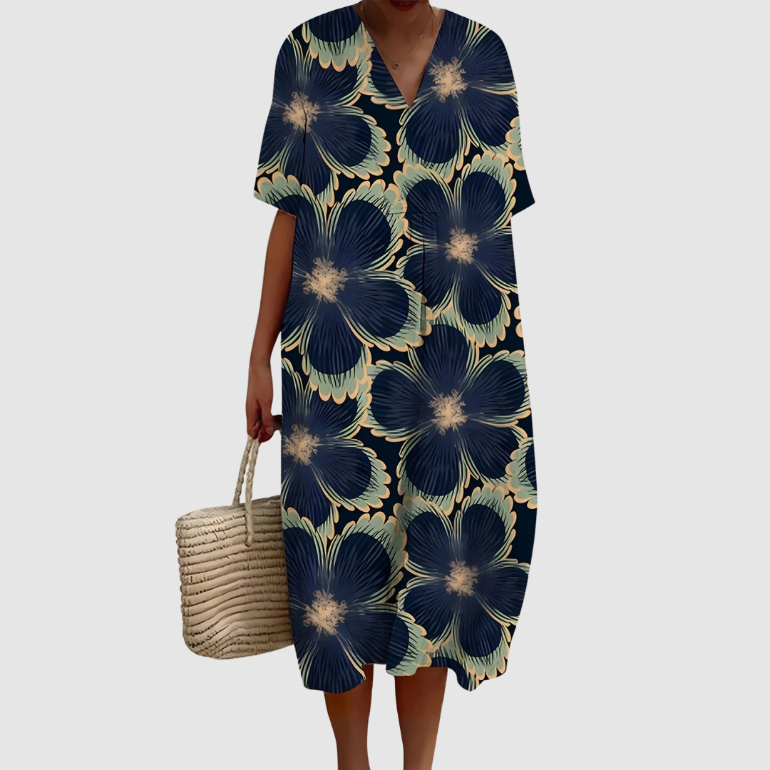 Concetta™ | Vestito in Lino Mediterraneo