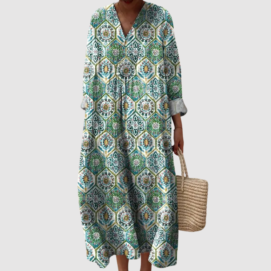 Viviana™ | Vestito in Lino Mediterraneo