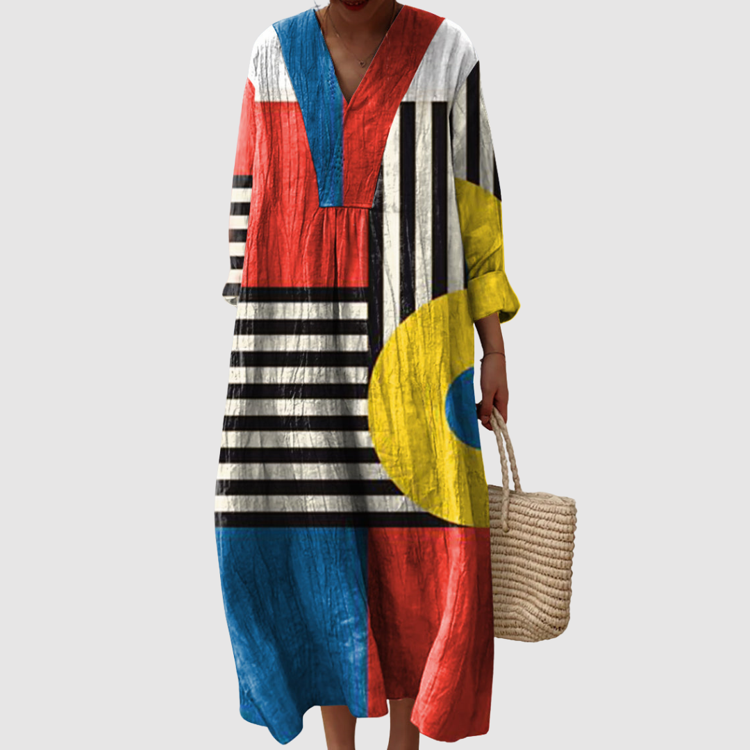 Beatrice™ | Vestito in Lino Mediterraneo